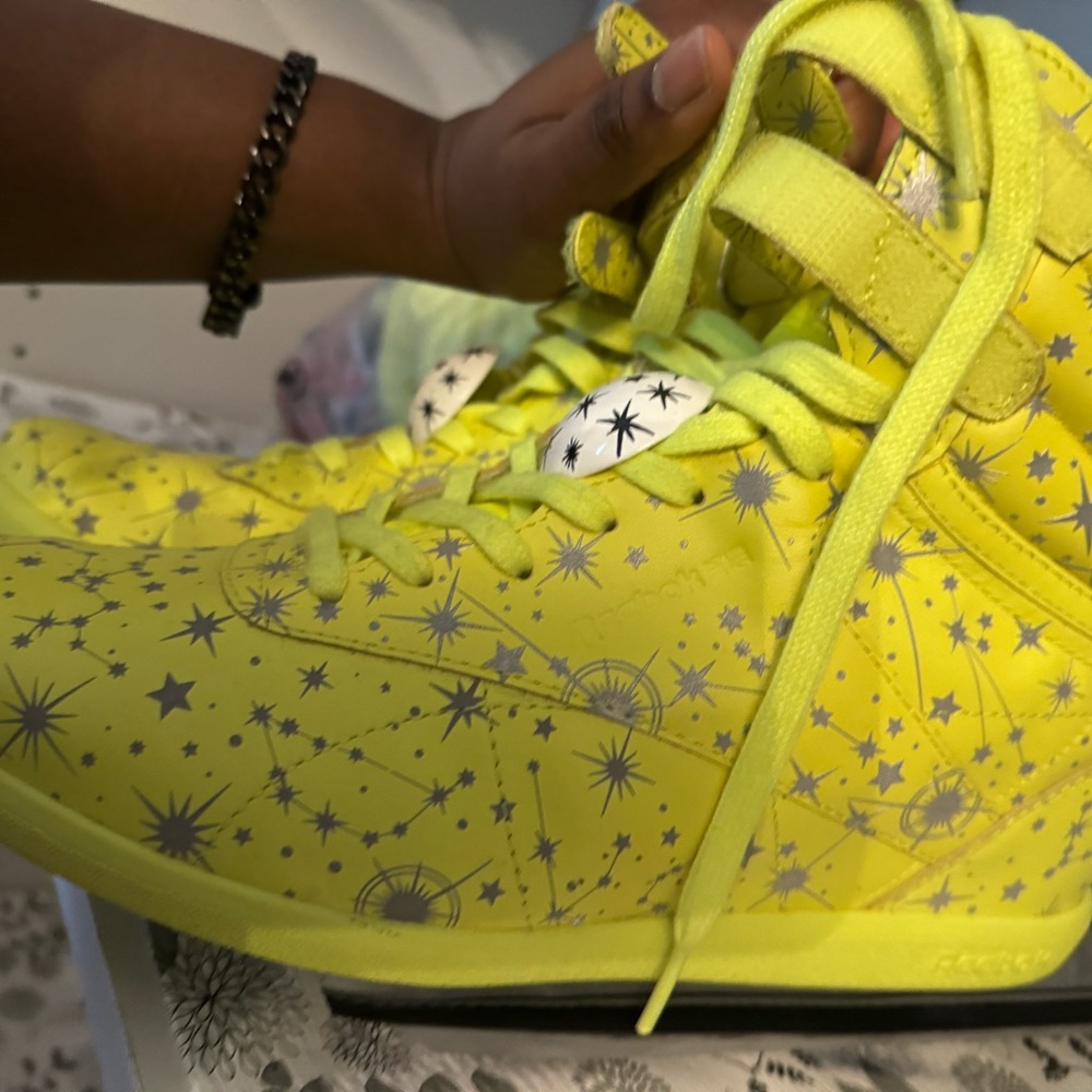 Reebok Freestyle Hi Hi top sneakers in Galaxy star.